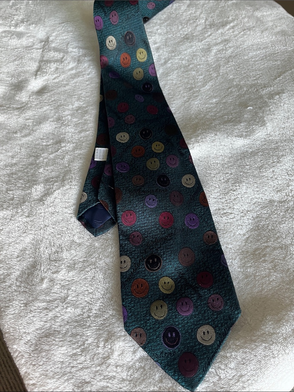 Moschino Smiley-Print Silk Tie